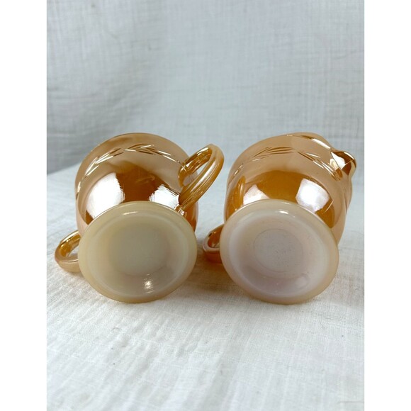 Fire King Peach Luster Laurel Leaf Design Vintage Sugar And Creamer Set - Picture 3 of 9